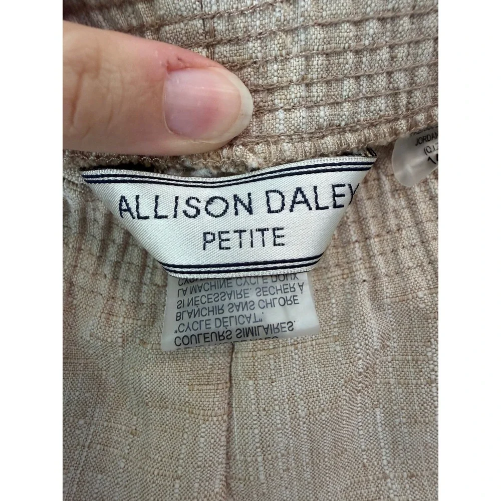 Allison Daley Petite Beige Textured Elastic Waist Pull On Pants Trousers 14P